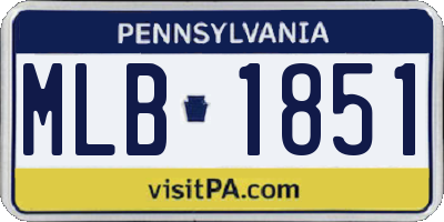 PA license plate MLB1851