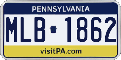 PA license plate MLB1862