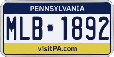 PA license plate MLB1892