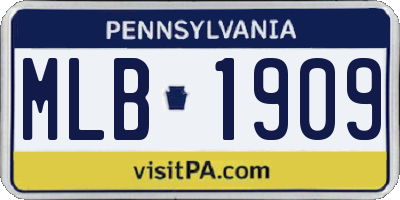 PA license plate MLB1909