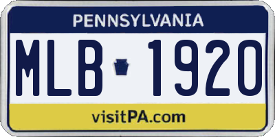 PA license plate MLB1920