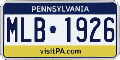 PA license plate MLB1926