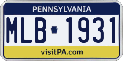 PA license plate MLB1931