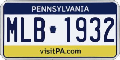 PA license plate MLB1932