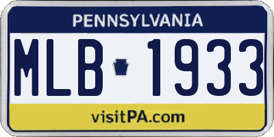 PA license plate MLB1933