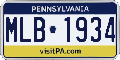 PA license plate MLB1934