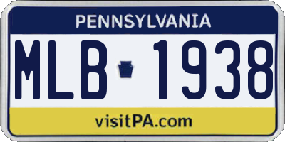 PA license plate MLB1938