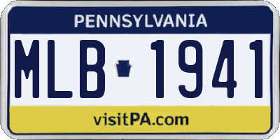 PA license plate MLB1941