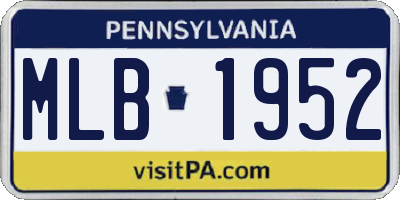PA license plate MLB1952