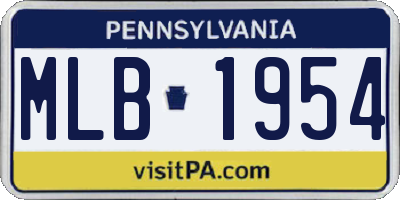 PA license plate MLB1954