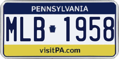 PA license plate MLB1958