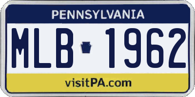PA license plate MLB1962