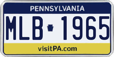 PA license plate MLB1965