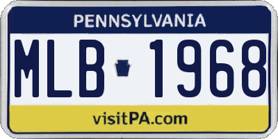PA license plate MLB1968