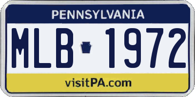 PA license plate MLB1972