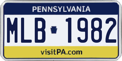 PA license plate MLB1982