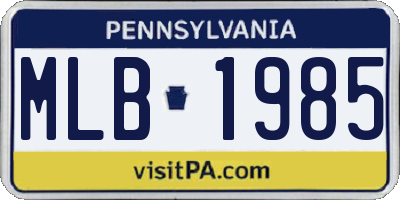 PA license plate MLB1985