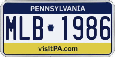 PA license plate MLB1986