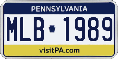 PA license plate MLB1989