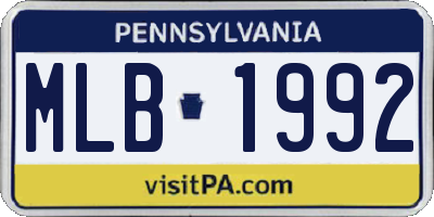 PA license plate MLB1992