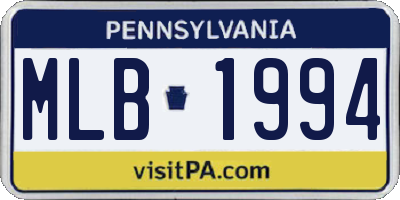 PA license plate MLB1994