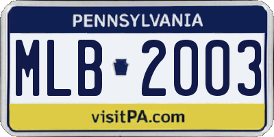 PA license plate MLB2003