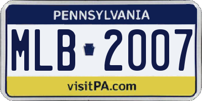 PA license plate MLB2007