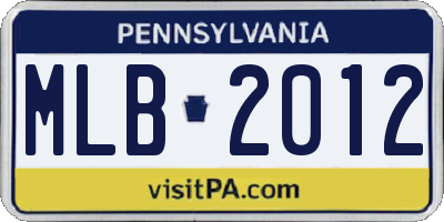 PA license plate MLB2012