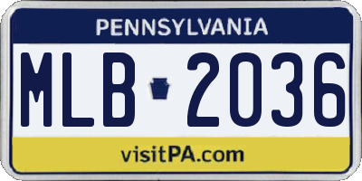 PA license plate MLB2036