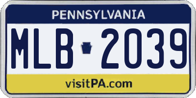 PA license plate MLB2039