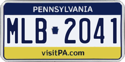 PA license plate MLB2041