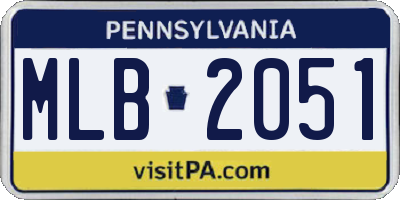 PA license plate MLB2051