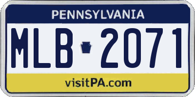PA license plate MLB2071