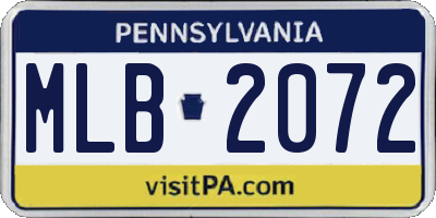 PA license plate MLB2072
