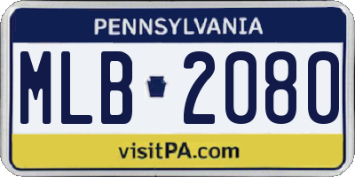 PA license plate MLB2080