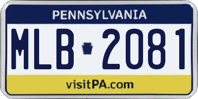 PA license plate MLB2081