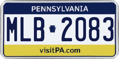 PA license plate MLB2083