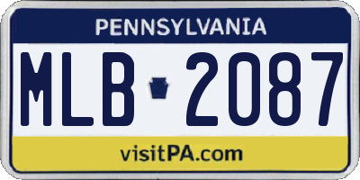 PA license plate MLB2087