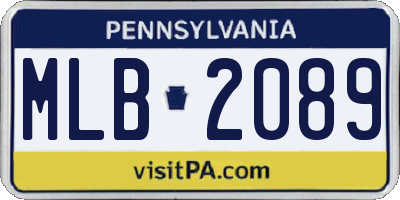 PA license plate MLB2089