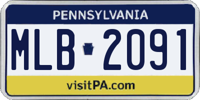 PA license plate MLB2091