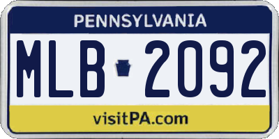 PA license plate MLB2092