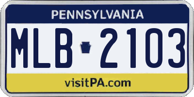 PA license plate MLB2103