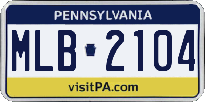 PA license plate MLB2104