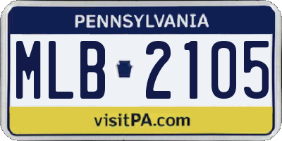 PA license plate MLB2105