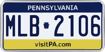 PA license plate MLB2106