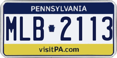 PA license plate MLB2113