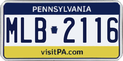 PA license plate MLB2116