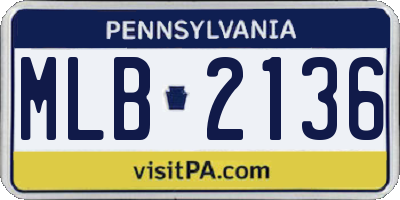 PA license plate MLB2136