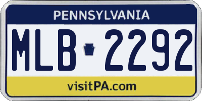 PA license plate MLB2292