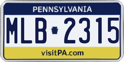 PA license plate MLB2315